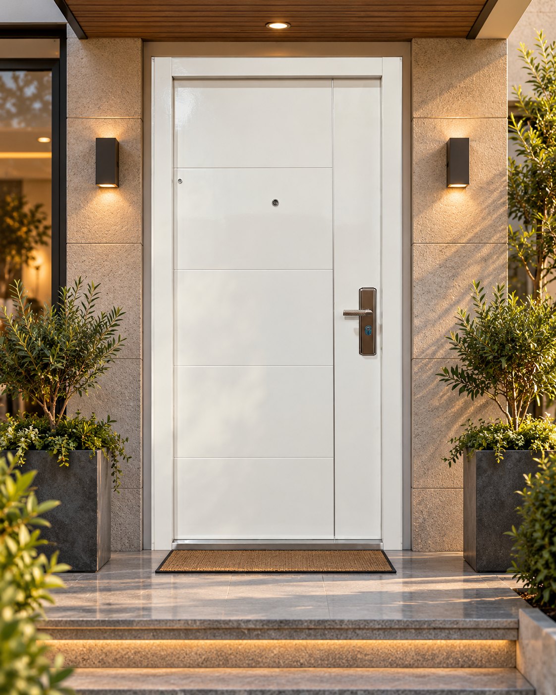 Puerta Blindo blanca en el frente de una casa
